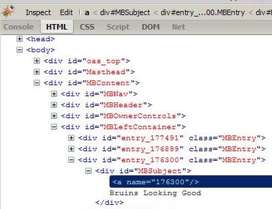 BLOG entry HTML source (under Firebug)