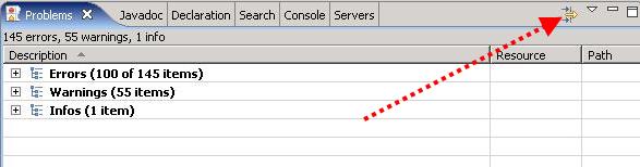 The Problem Filter Icon in Eclipse