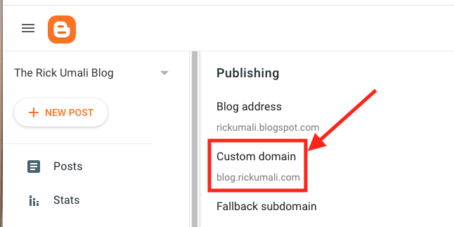 Custom Domain setting in Blogger